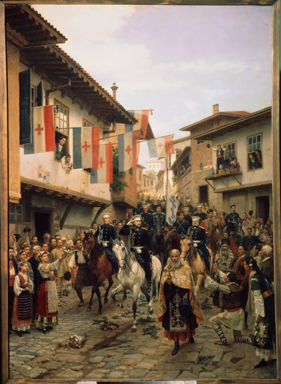 Guerre russo-turque de 1877-1878 : Le Grand-duc Nicolas Nikolaïevitch de Russie à Veliko Tarnovo le 03/06/1877 en Bulgarie - Nikolai Dmitrievich Dmitriev Orenburgsky