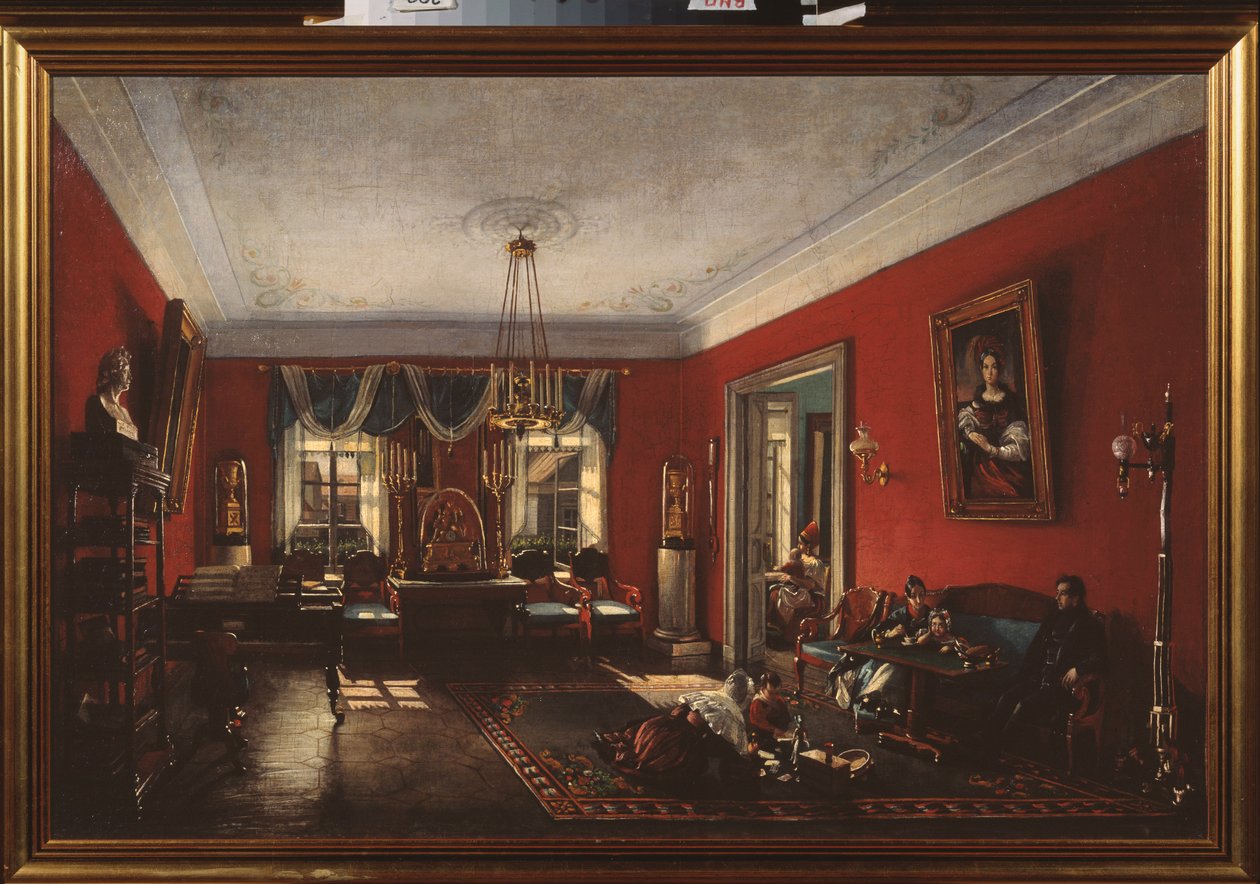 La salle de dessin dans la maison Nashchokin à Moscou - Nikolai Ivanovich Podlyuchnikov