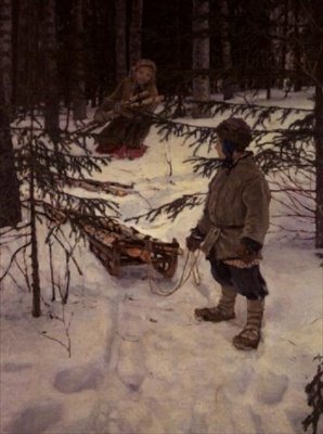 Ramassage de bois de chauffage, Russie - Nikolai Petrovich Bogdanov Belsky