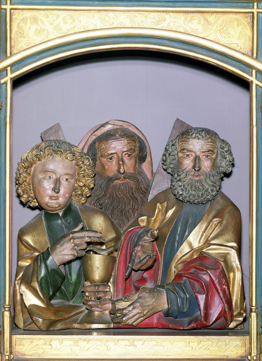Sculptures en bois de SS. Jean, André et Pierre, de la prédelle du retable d