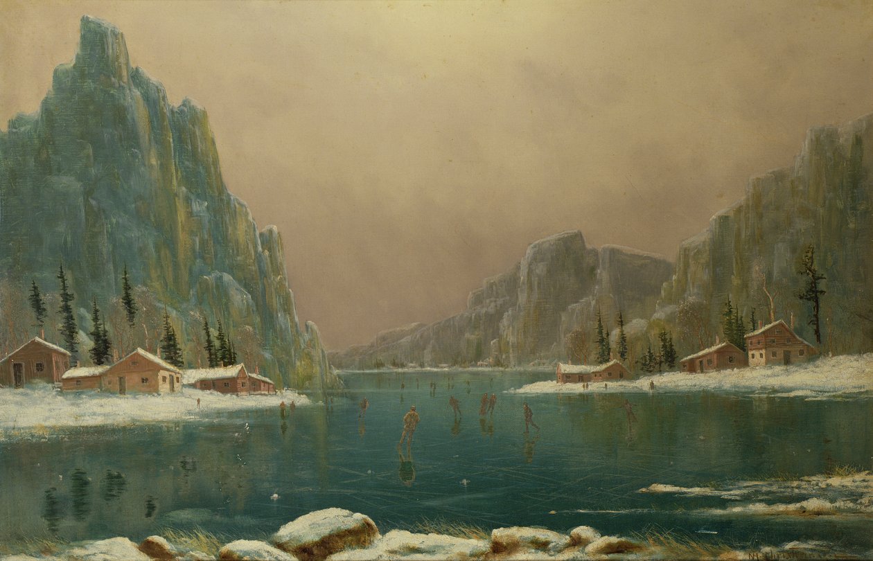 Personnages patinant sur un lac - Nils Hans Christiansen