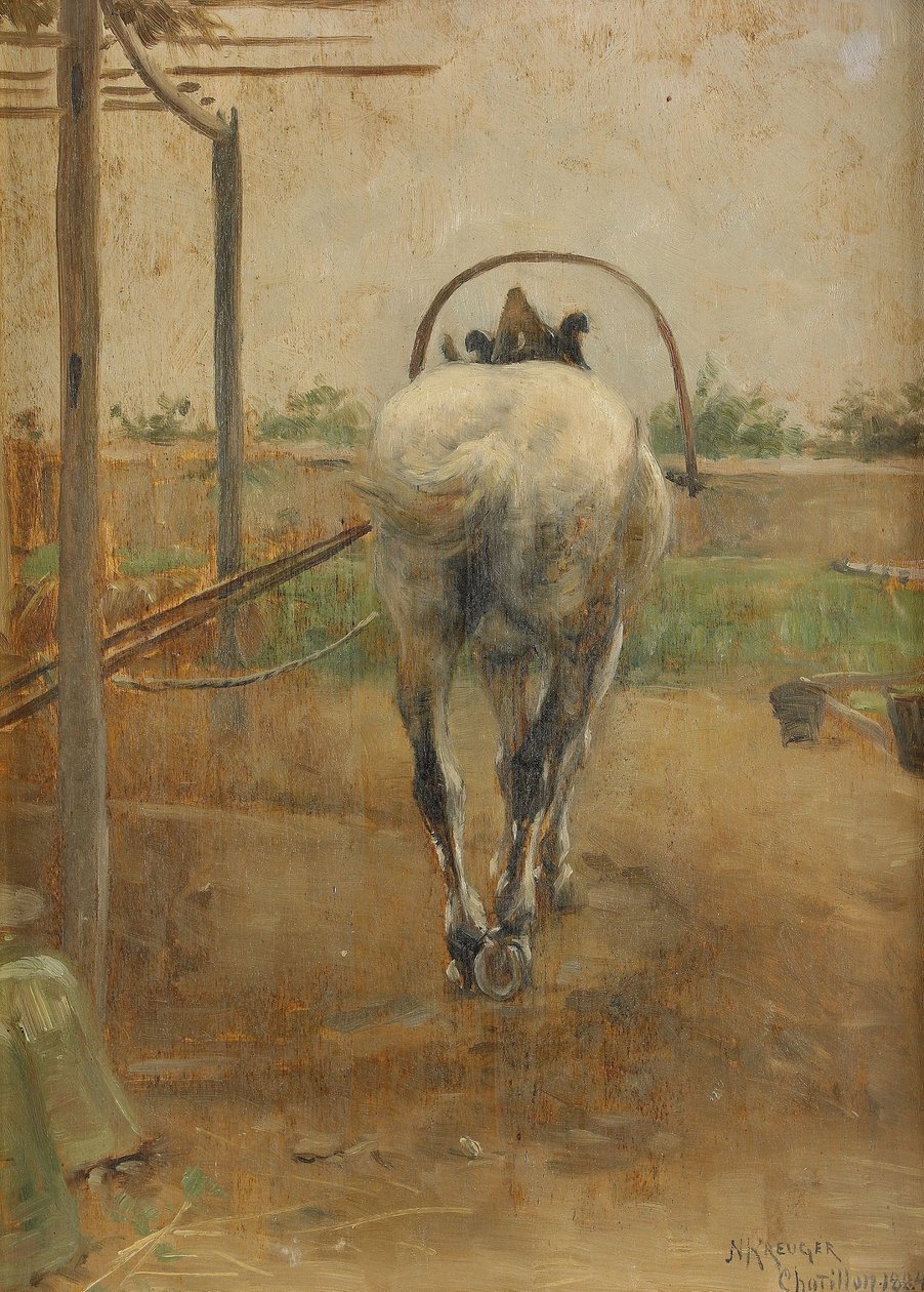 Travail - cheval tirant une machine à battre - Nils Kreuger