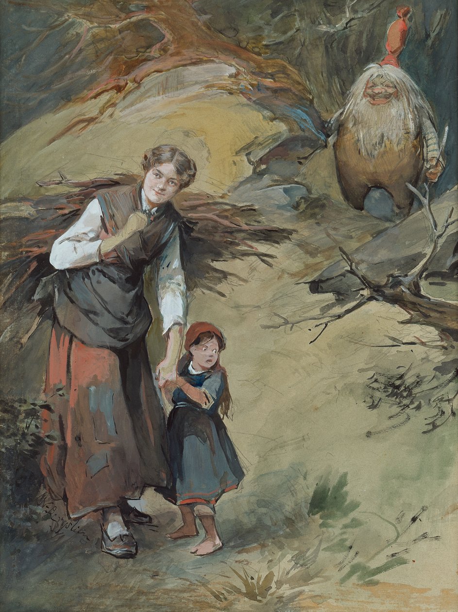 Fillette et lutin - Nils Bergslien