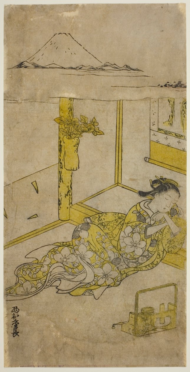 Jeune femme endormie avec le mont Fuji au-dessus - Nishimura Shigenaga
