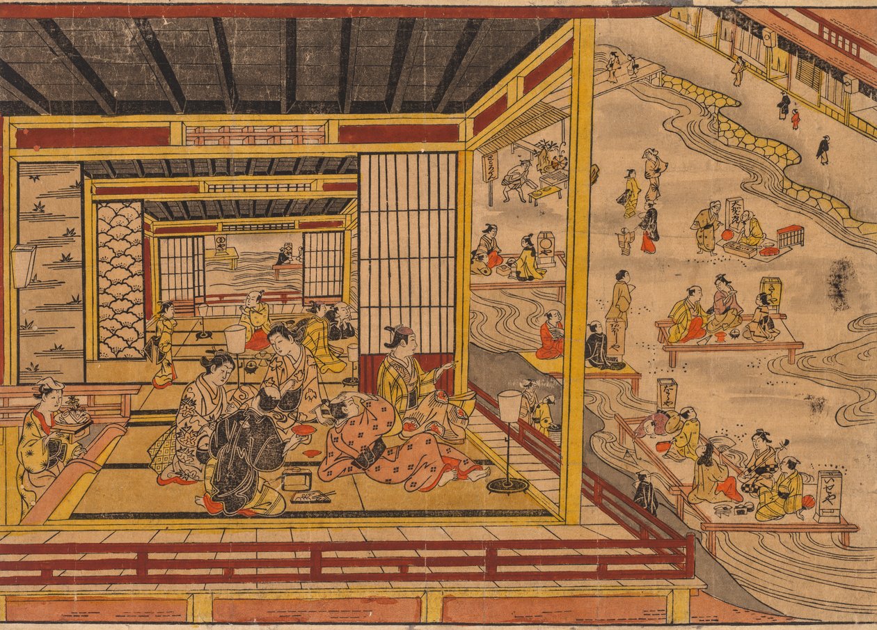 Maison de thé au bord de la rivière Kamo à Kyoto - Nishimura Shigenaga