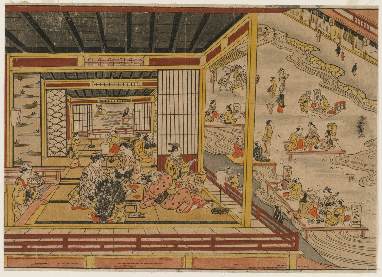 Maison de thé au bord de la rivière Kamo à Kyoto - Nishimura Shigenaga