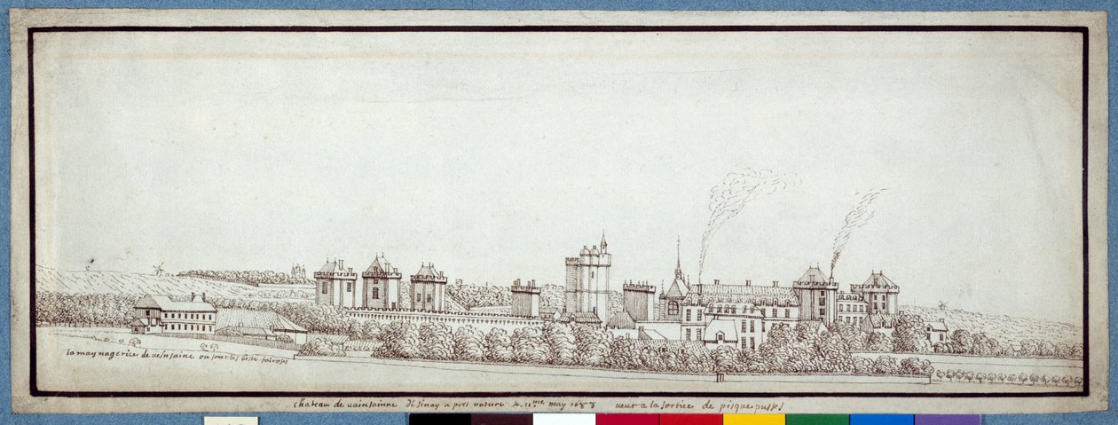 Le Château de Vincennes, avec des cheminées fumantes - Noel Gasselin