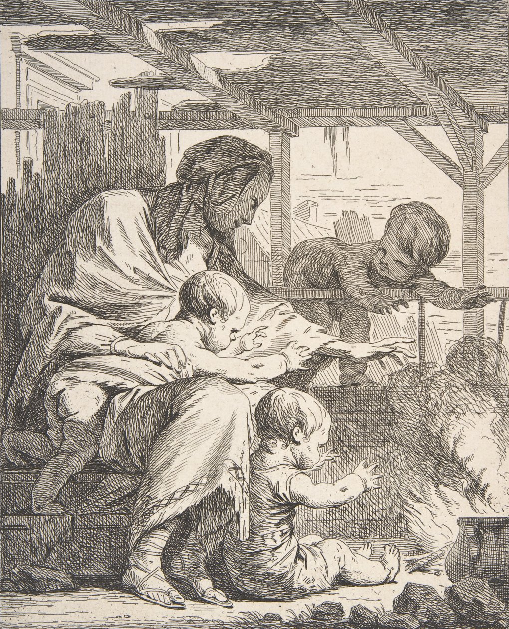 Famille se réchauffant les mains près d