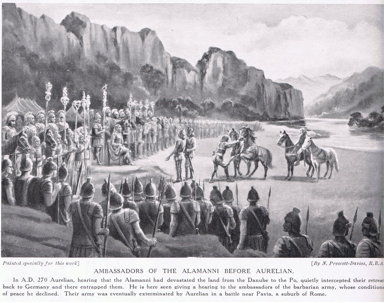 Ambassadeurs des Allemanni devant Aurélien 270AD - Norman Prescott Davies