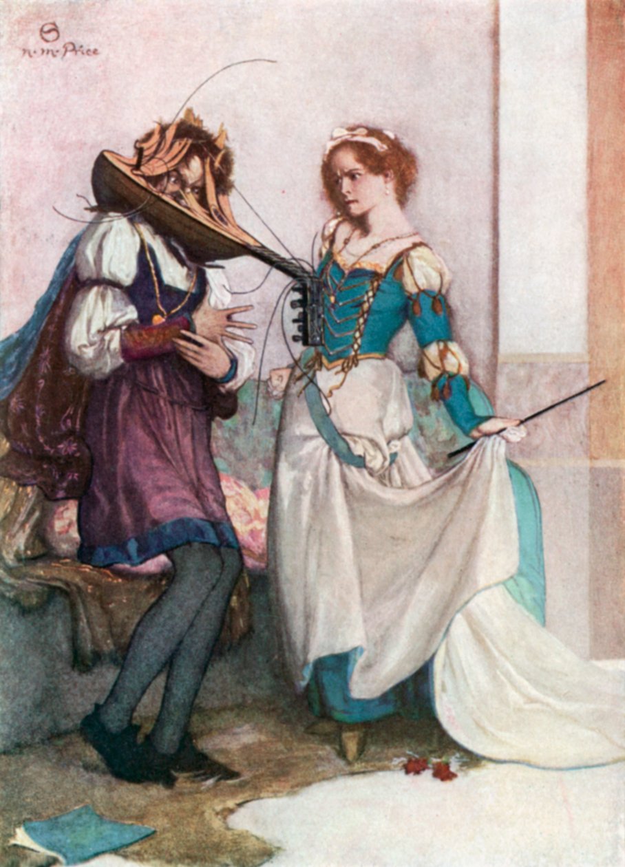 La douce Katherine. La Mégère apprivoisée - Acte II, scène 1 (lithographie couleur) - Norman Mills (after) Price