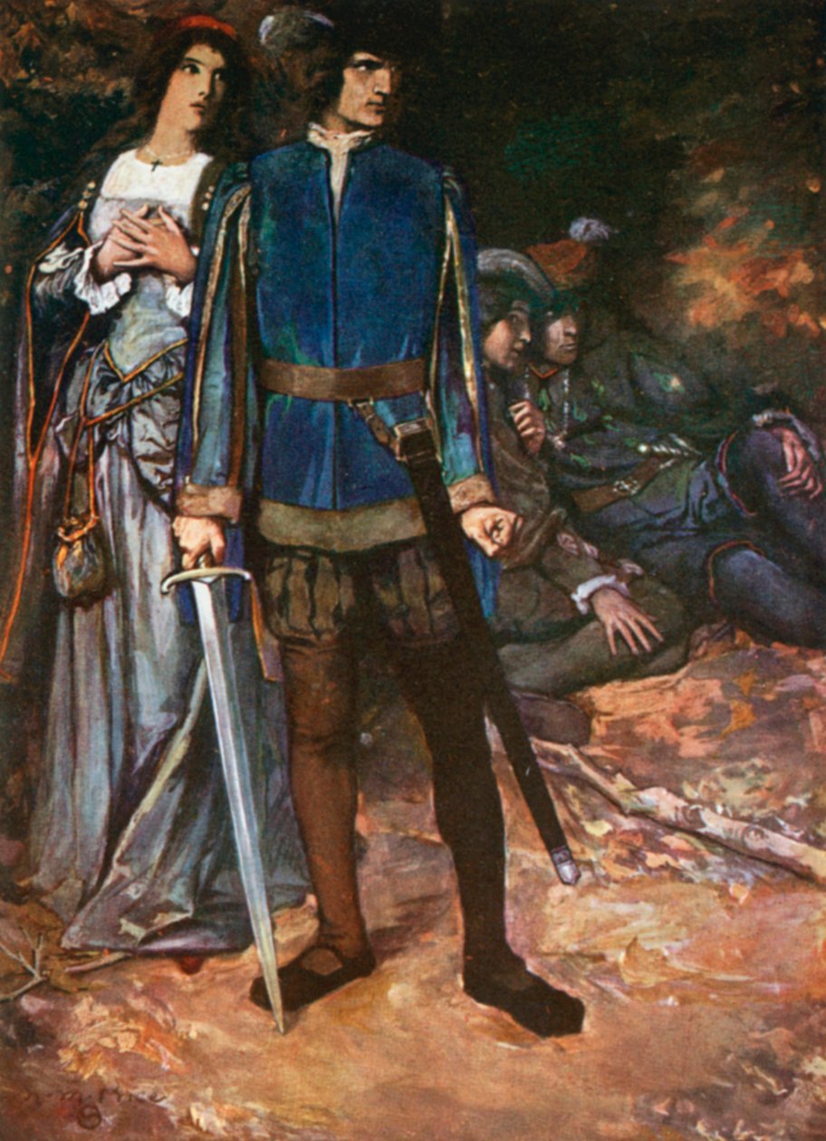 Valentine, "I Dare thee but to Breathe upon my Love". Les Deux Gentilshommes de Vérone - Acte V, Scène 4 (lithographie couleur) - Norman Mills (after) Price