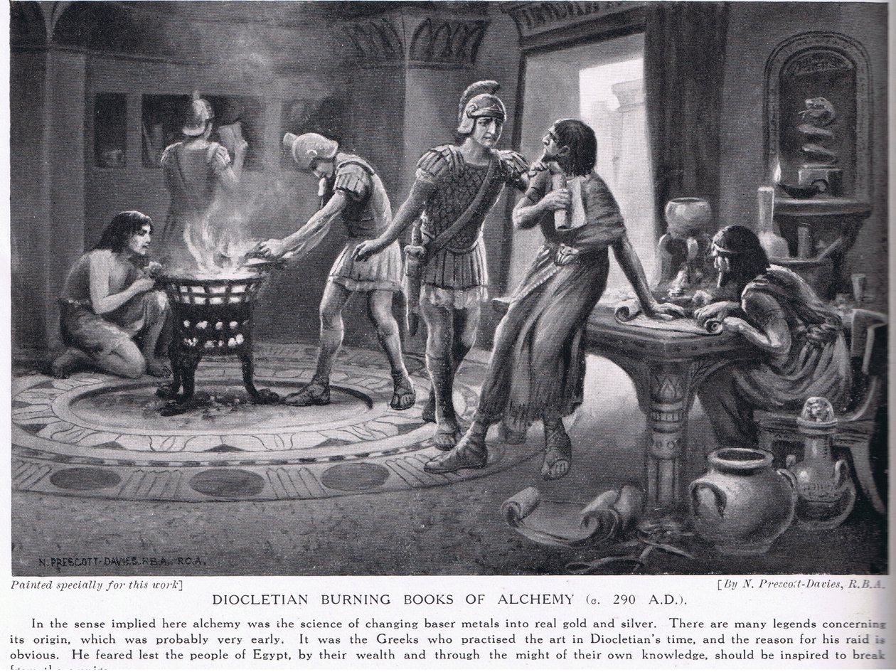 Dioclétien brûlant des livres d