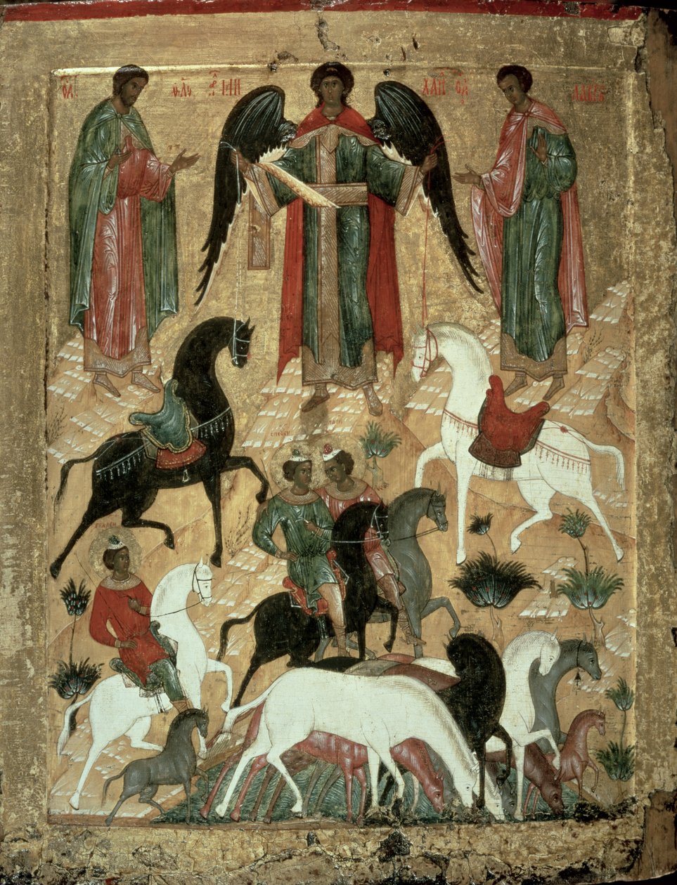 SS. Florus et Laurus (tempera sur panneau) - Novgorod School