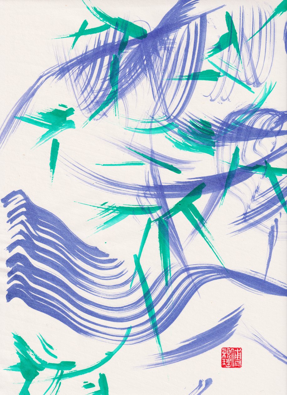 Abstraction de bambou vert Zen 1, 2020 - Odilia W. Y. Fu