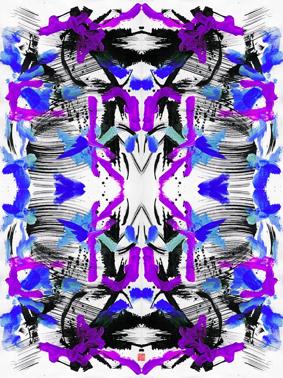 Motif floral bleu violet zen, 2023 - Odilia W. Y. Fu
