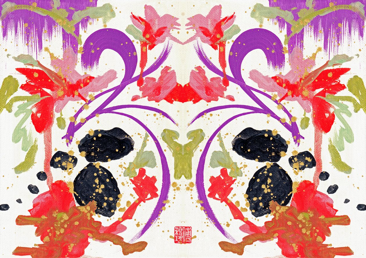 Fleurs orange et violettes Zen 1, 2021 - Odilia W. Y. Fu