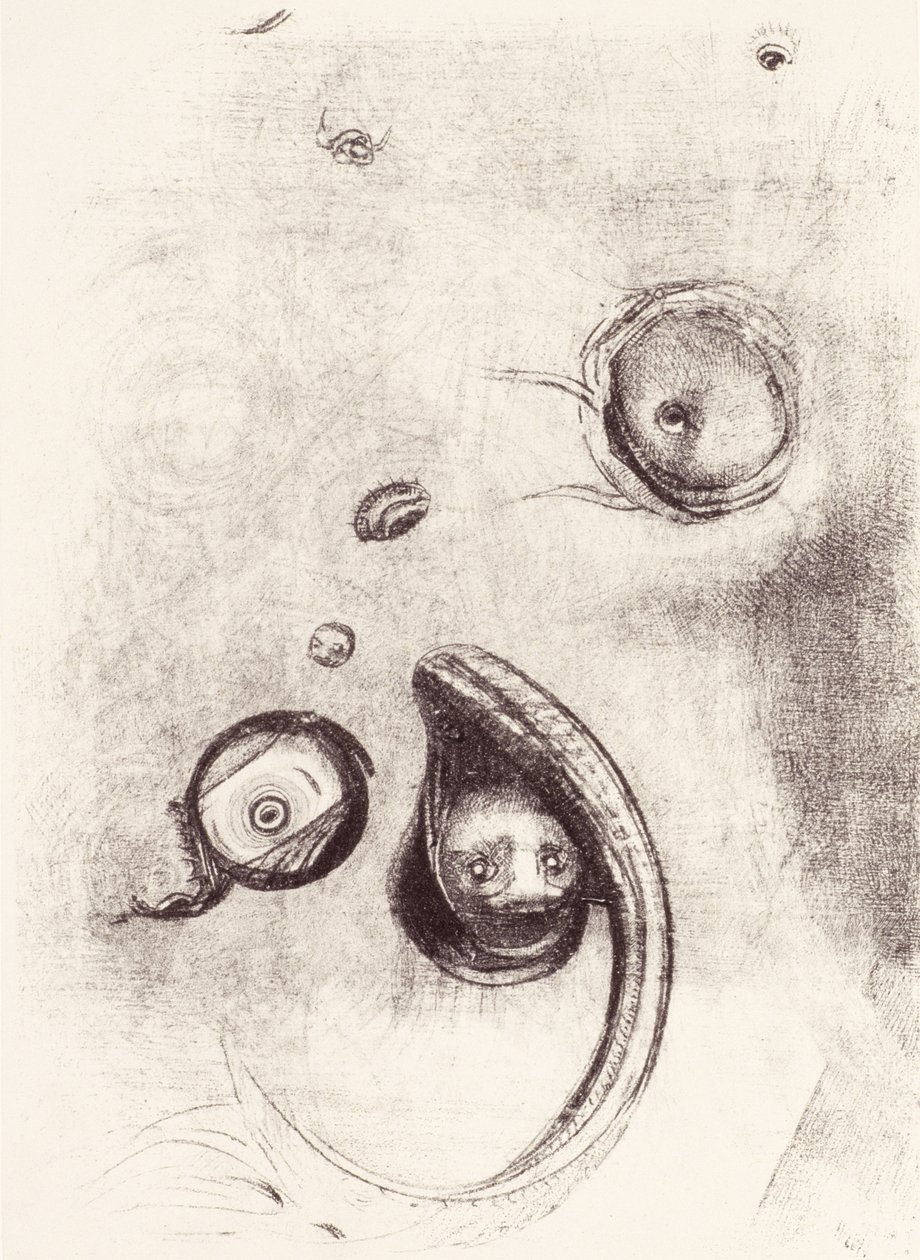 Et quelques yeux sans têtes flottant comme des mollusques de La Tentation de Saint-Antoine (Planche XIII) 1896 - Odilon Redon