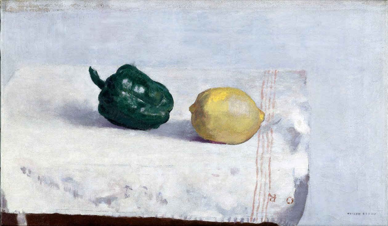 Poivre et citron sur une nappe blanche, 1901 - Odilon Redon