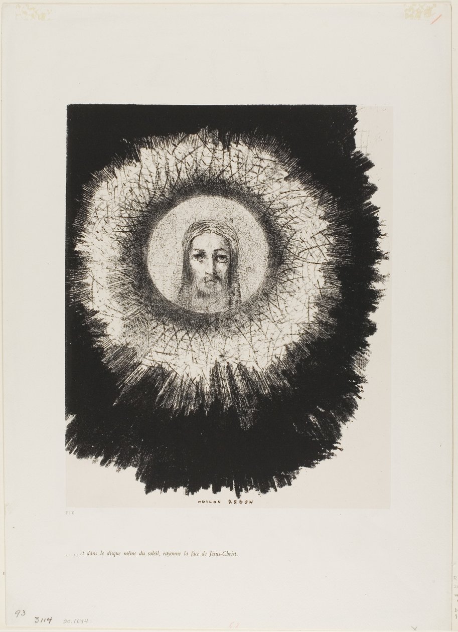 Et dans le disque même du soleil brille le visage de Jésus-Christ, planche 10 de La Tentation de Saint Antoine (1ère série) - Odilon Redon