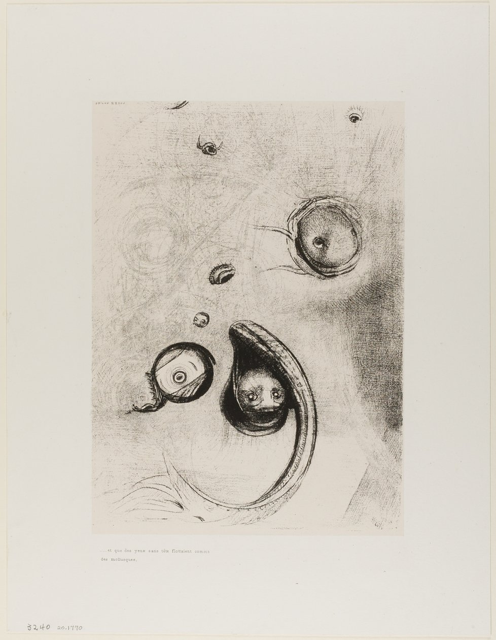 Et que des yeux sans tête flottaient comme des mollusques, planche XIII de Tentation de St. Antoine - Odilon Redon