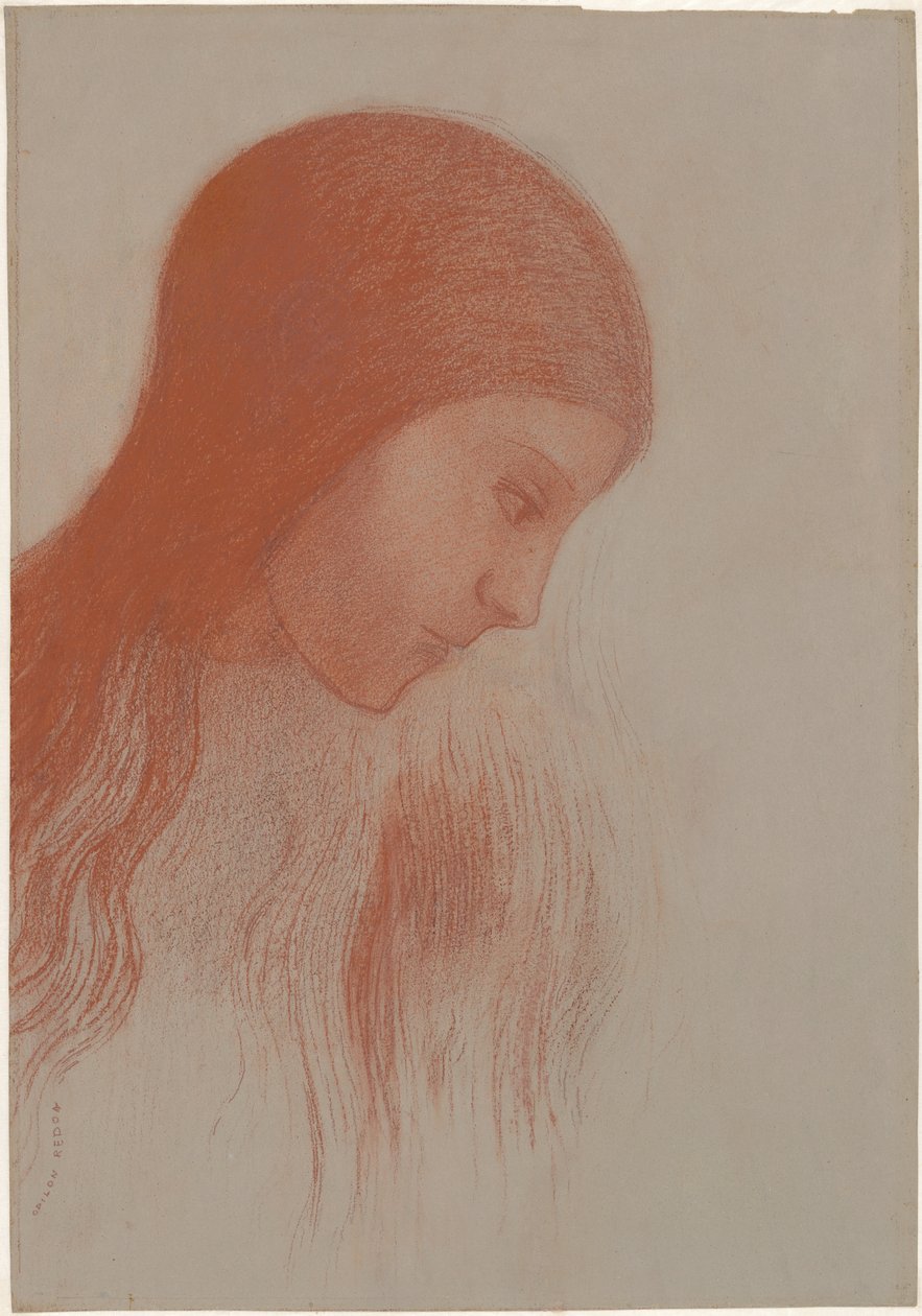 Tête de jeune fille de profil - Odilon Redon