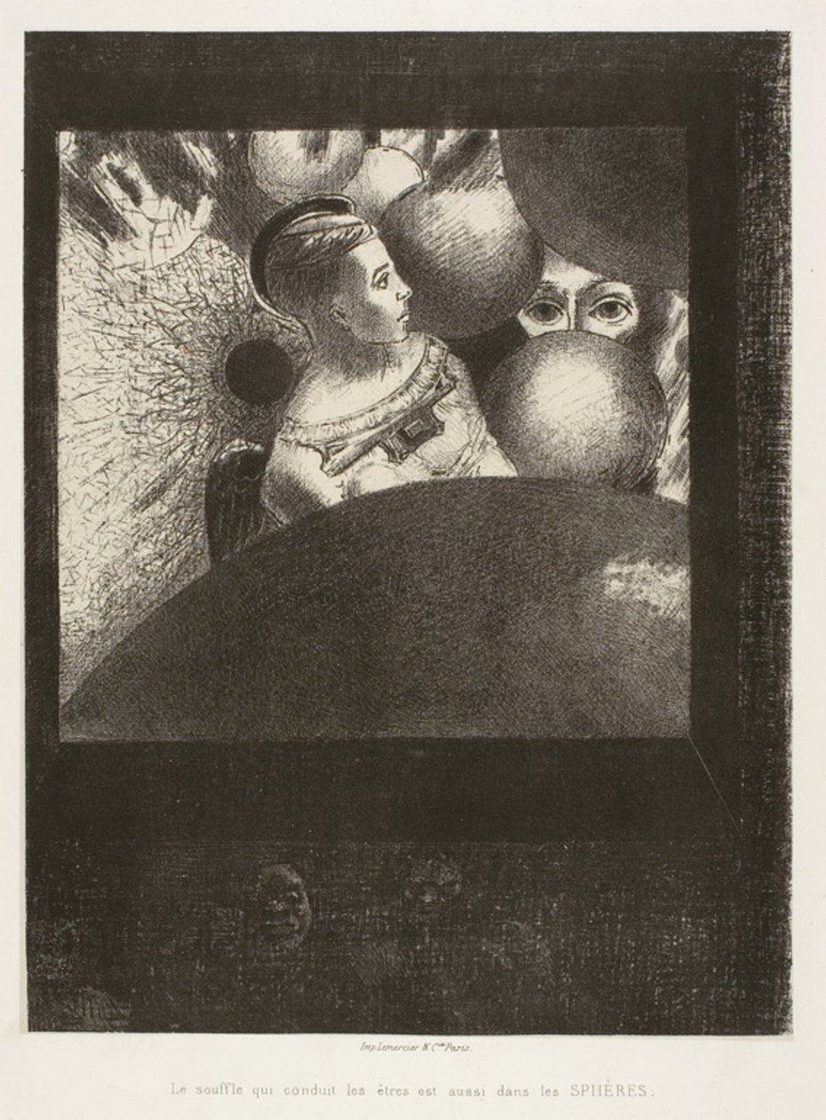 Dans les sphères (Le souffle qui guide les créatures vivantes est aussi dans les sphères), planche cinq de À Edgar Poe - Odilon Redon