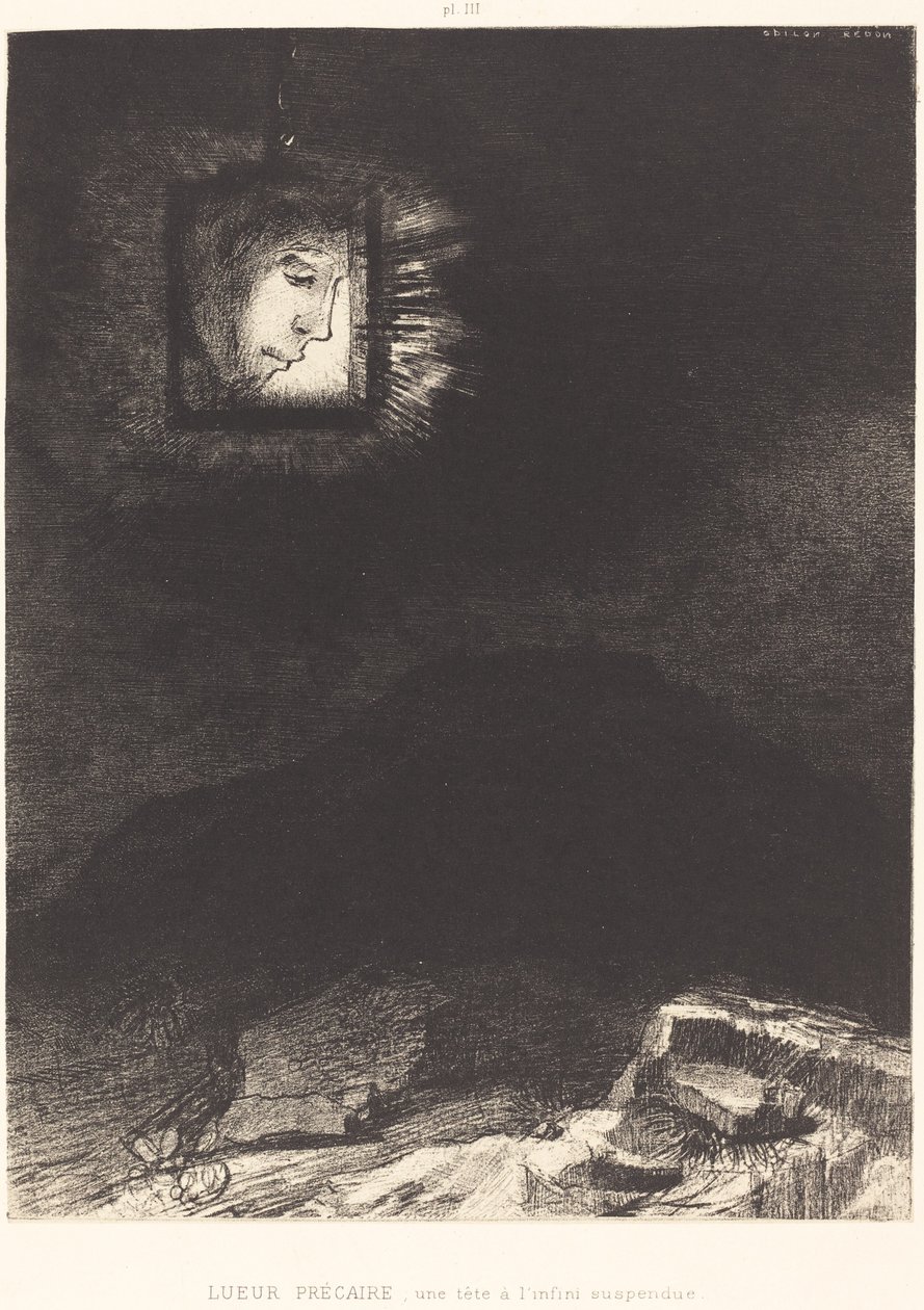 Lueur précaire, une tête suspendue - Odilon Redon