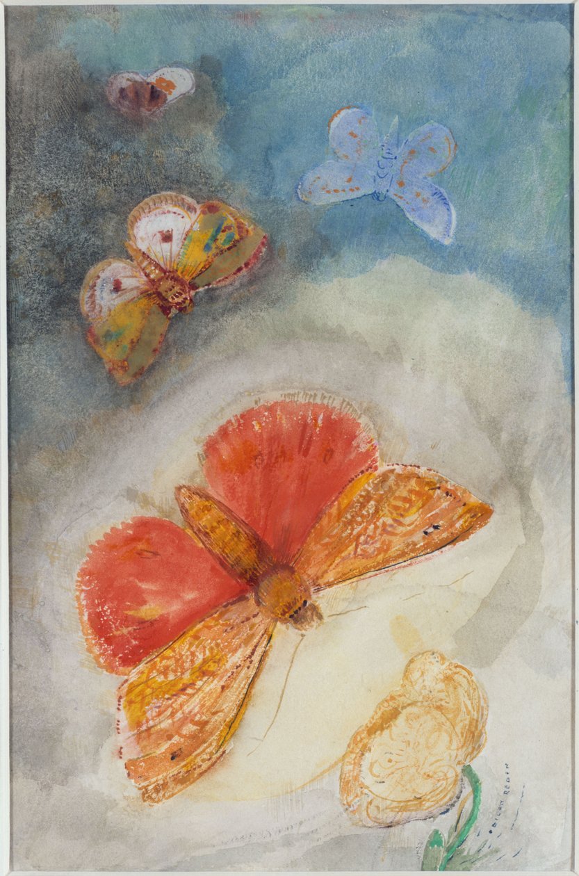 Papillons et fleur - Odilon Redon