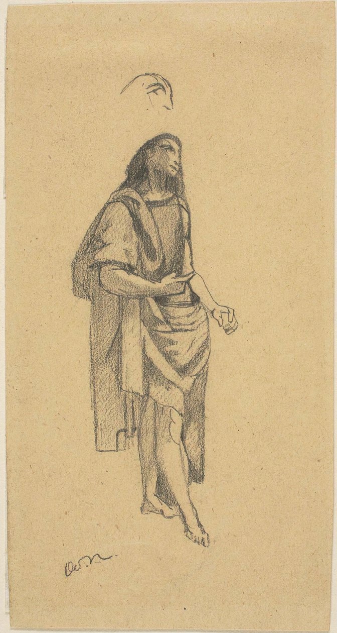 Saint Jean-Baptiste, avec croquis de la tête - Odilon Redon