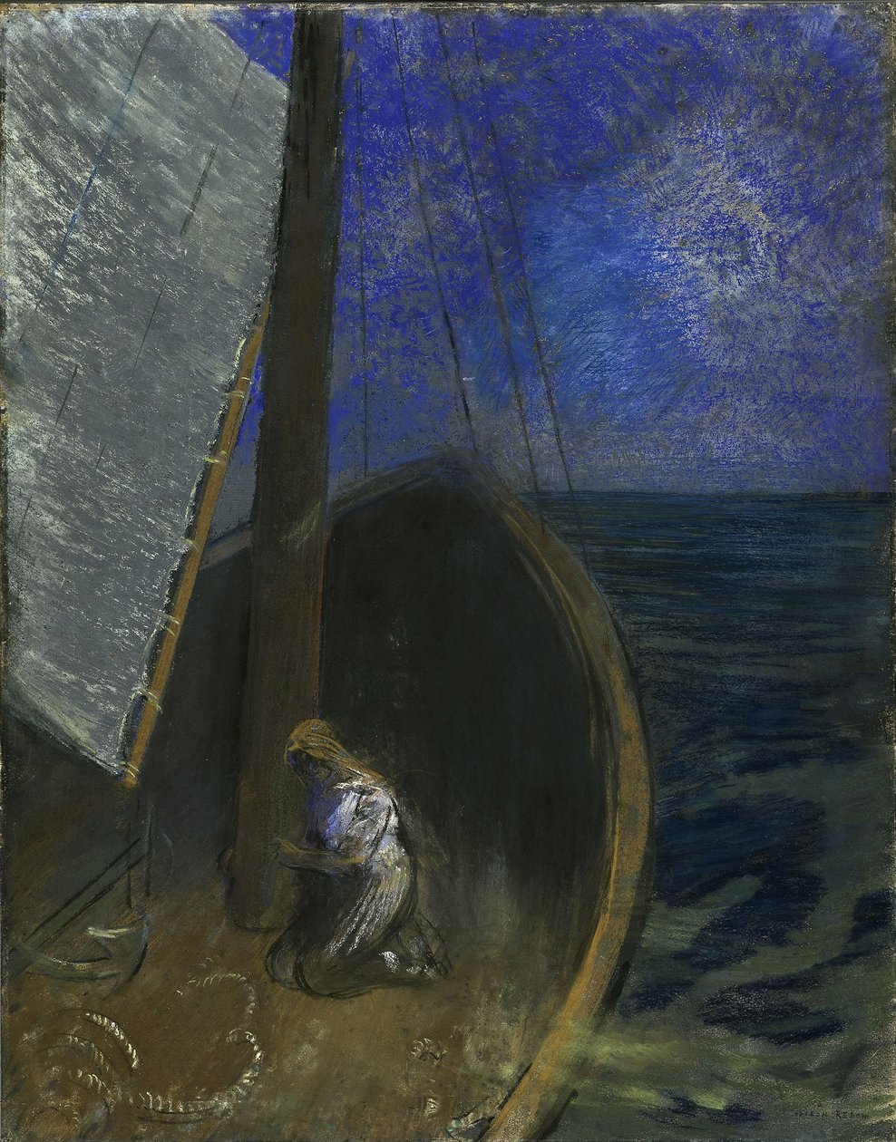 Sainte femme dans une barque - Odilon Redon
