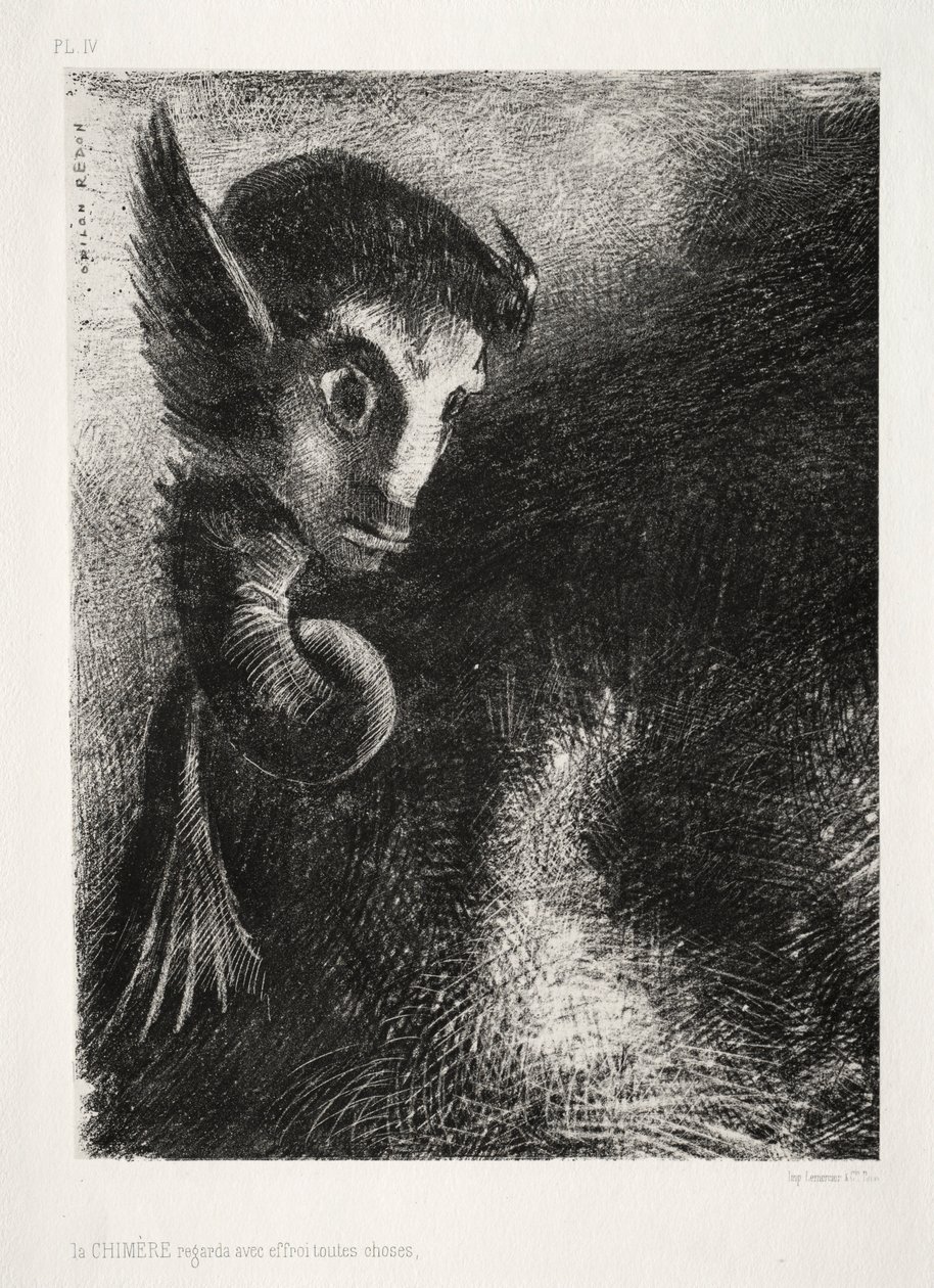 La Nuit : La Chimère regardait toutes choses avec peur, 1886 - Odilon Redon