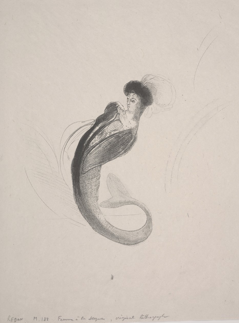 Femme portant un toque et une queue de sirène - Odilon Redon