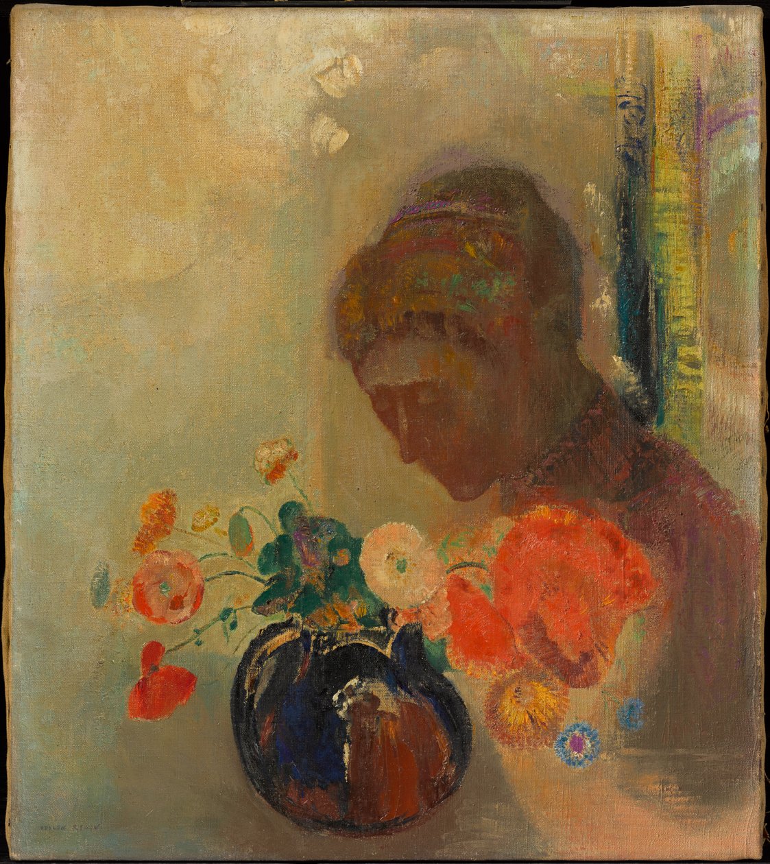 Femme avec un vase de fleurs - Odilon Redon