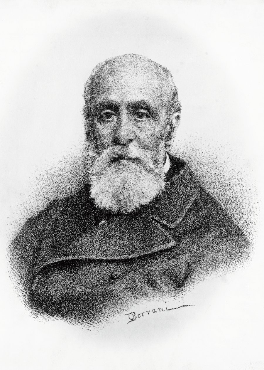 Portrait de Giovanni Ruffini (1807-1881), poète et patriote italien, lithographie d