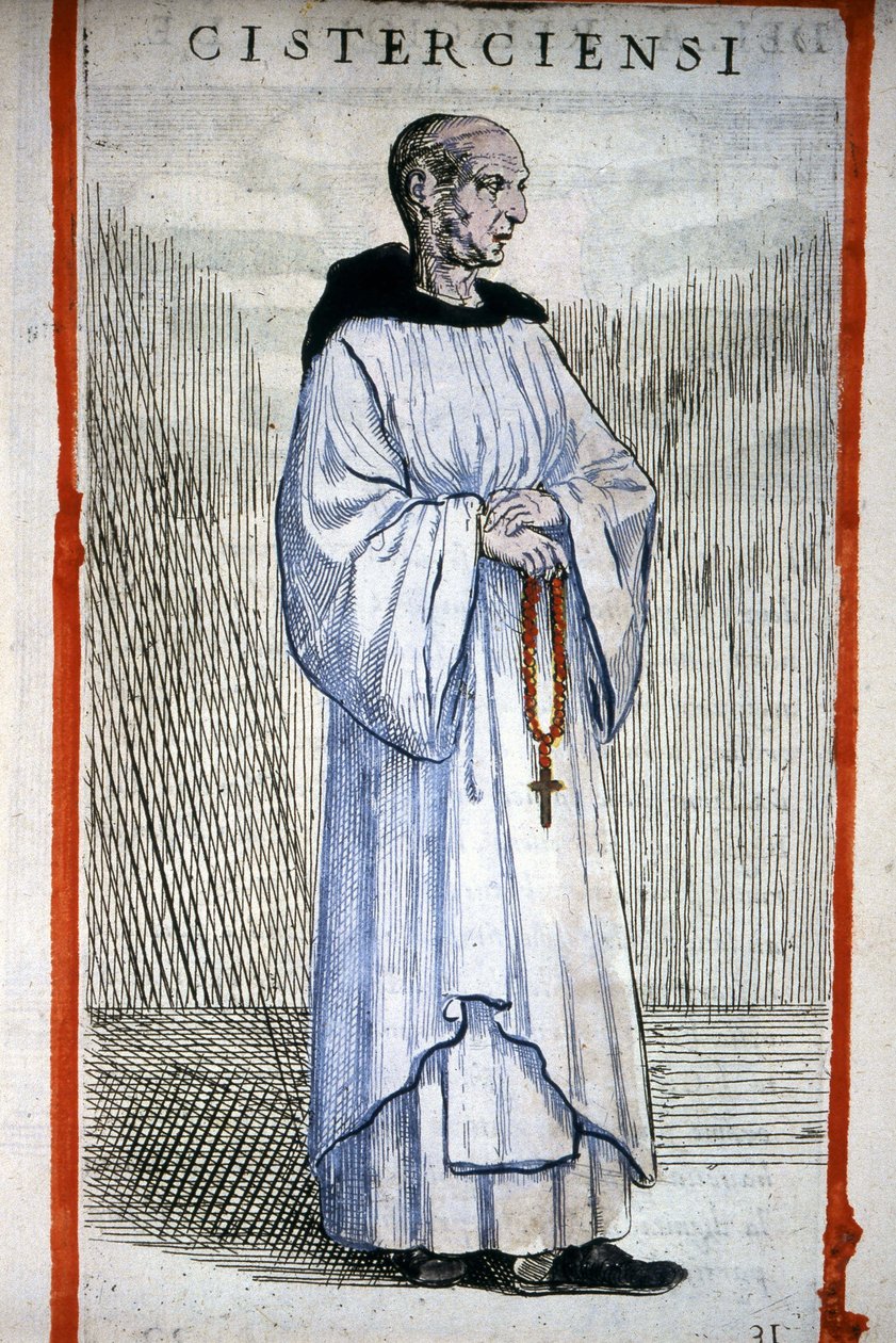 Moine cistercien. Gravure de O. Fialetti. 16ème siècle. - Odoardo Fialetti