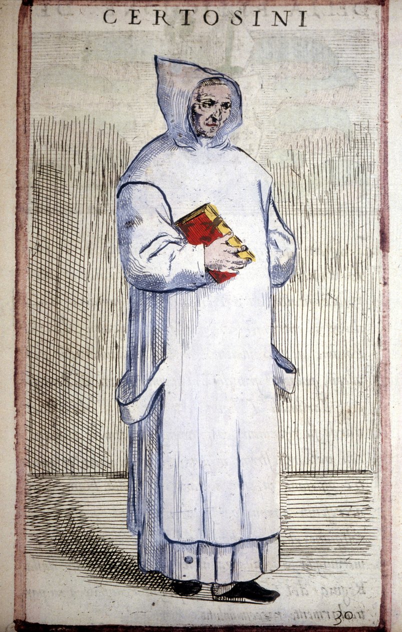 Ordre religieux : Chartreux. Gravure du 16ème siècle. - Odoardo Fialetti