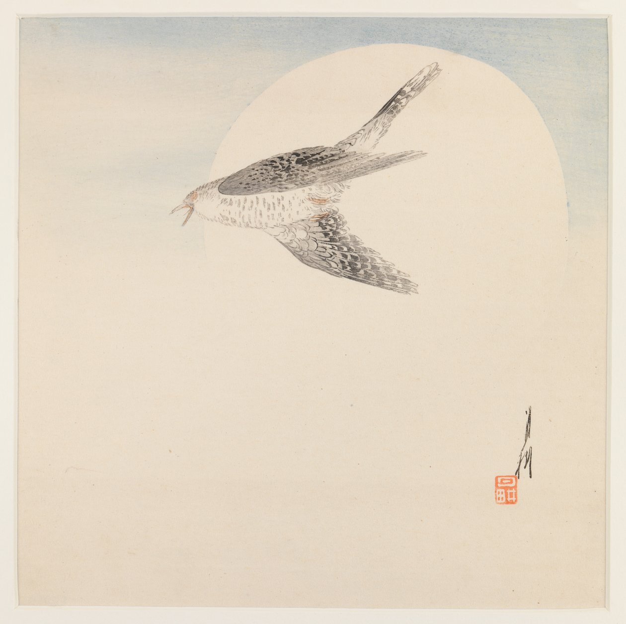 Rossignol volant sous la lune, vers 1890-1910 - Ogata Gekko