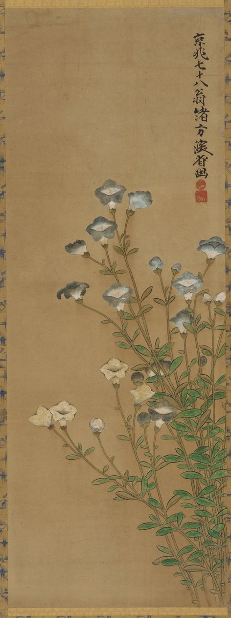 Fleurs bleues et blanches sur des tiges fines, période Edo - Ogata Kenzan