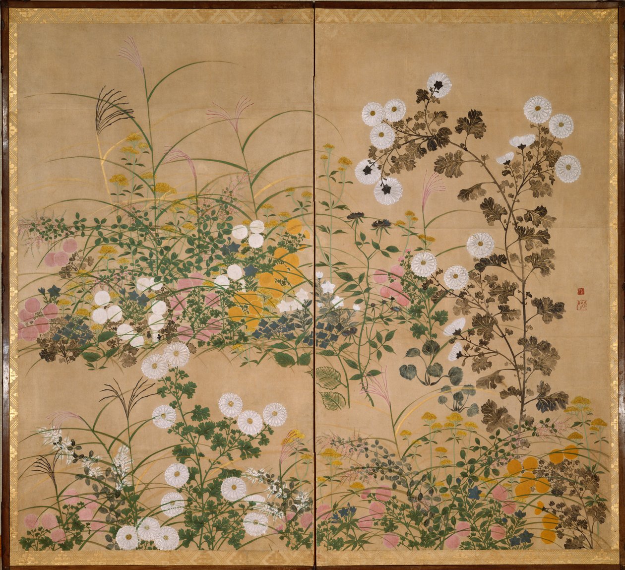 Plantes à fleurs en automne - Korin, Ogata (1658-1716) - 18e siècle - Musée d