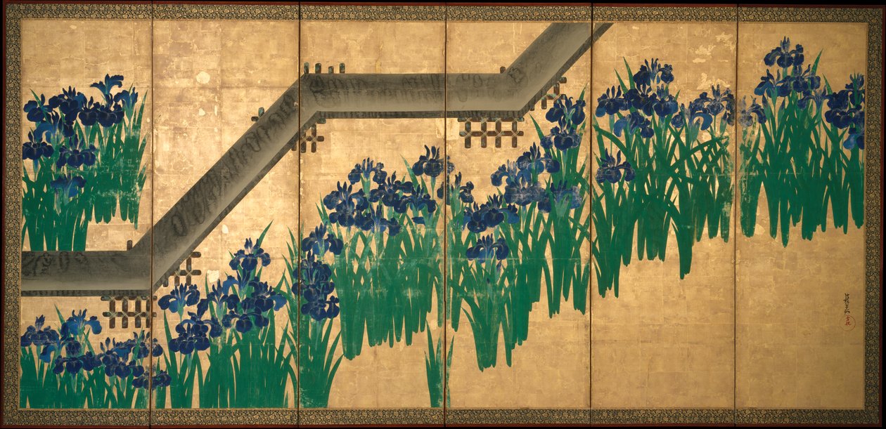 Iris à Yatsuhashi (Huit ponts) - Ogata Korin