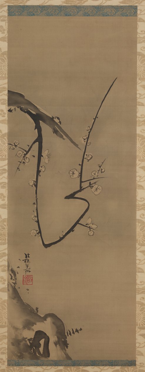 Prunus, rouleau suspendu, vers 1700 - Ogata Korin