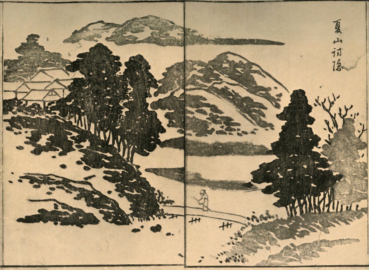 Paysage avec figure traversant un pont, 1809, 1924 - Ogura Tokei