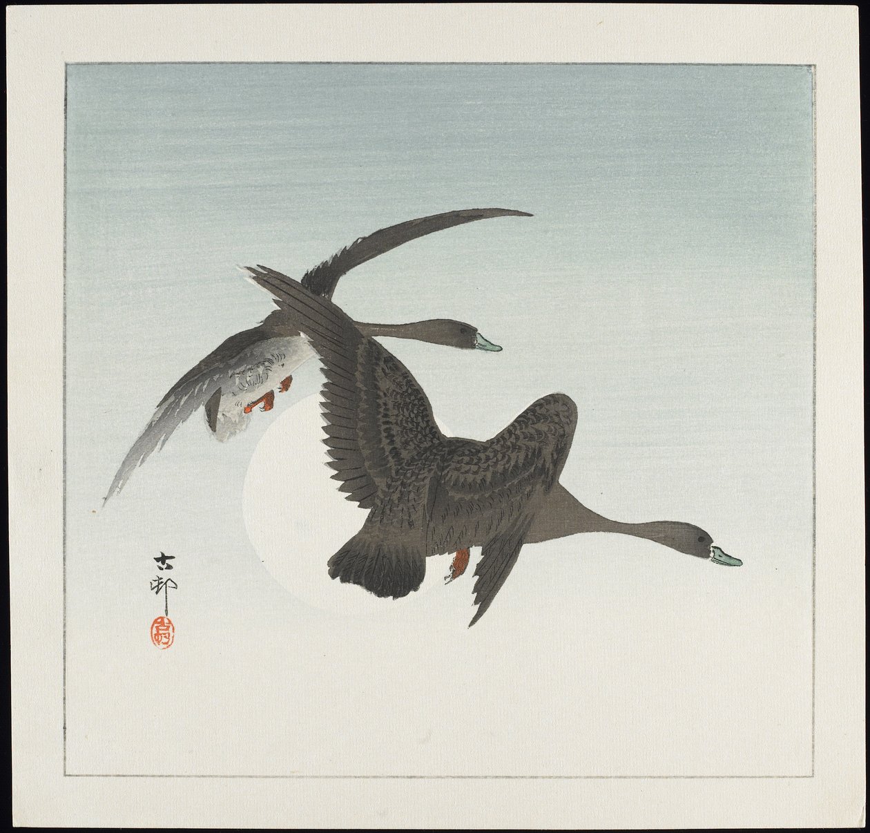 Oies en vol, avant 1912 - Ohara Koson