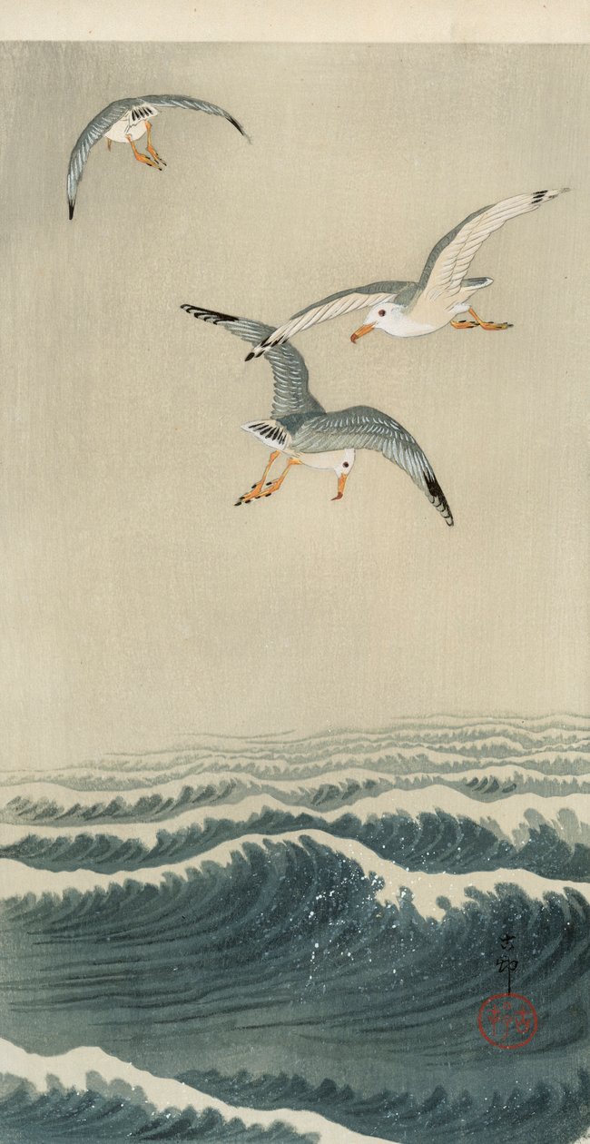 Mouettes en mer - Ohara Koson