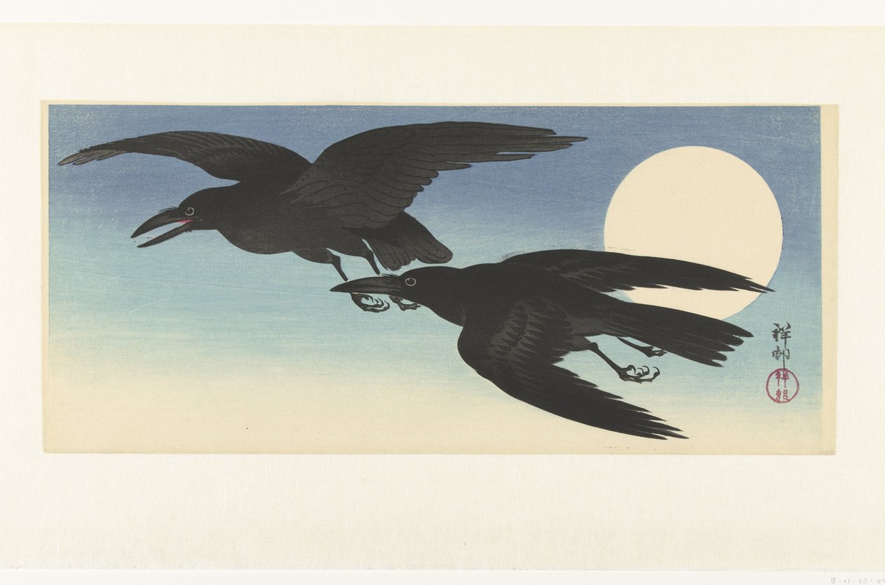 Corbeaux sous la pleine lune - Ohara Koson