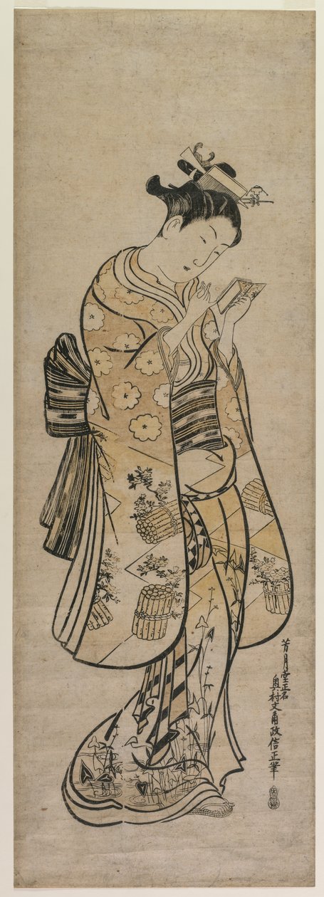 Une beauté avec un miroir - Okumura Masanobu