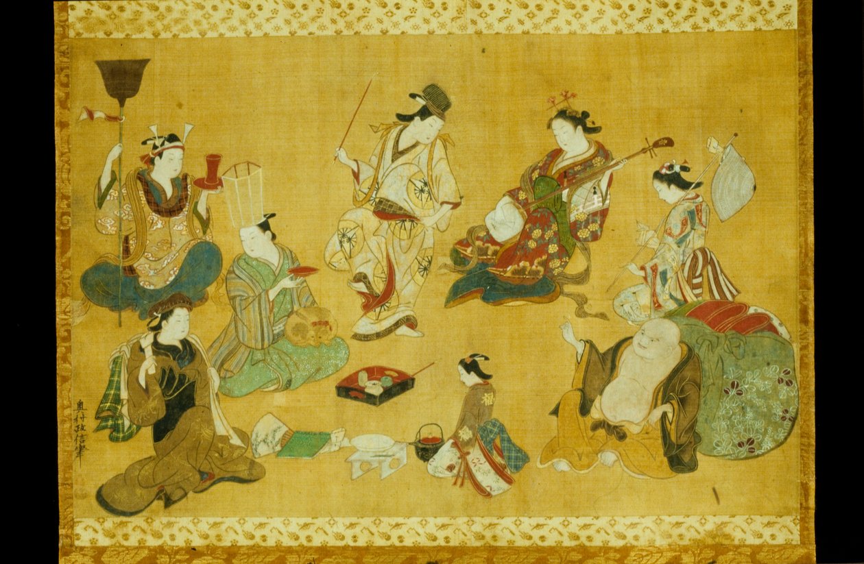 Fête du quartier des plaisirs comme mitate des sept dieux du bonheur - Okumura Masanobu