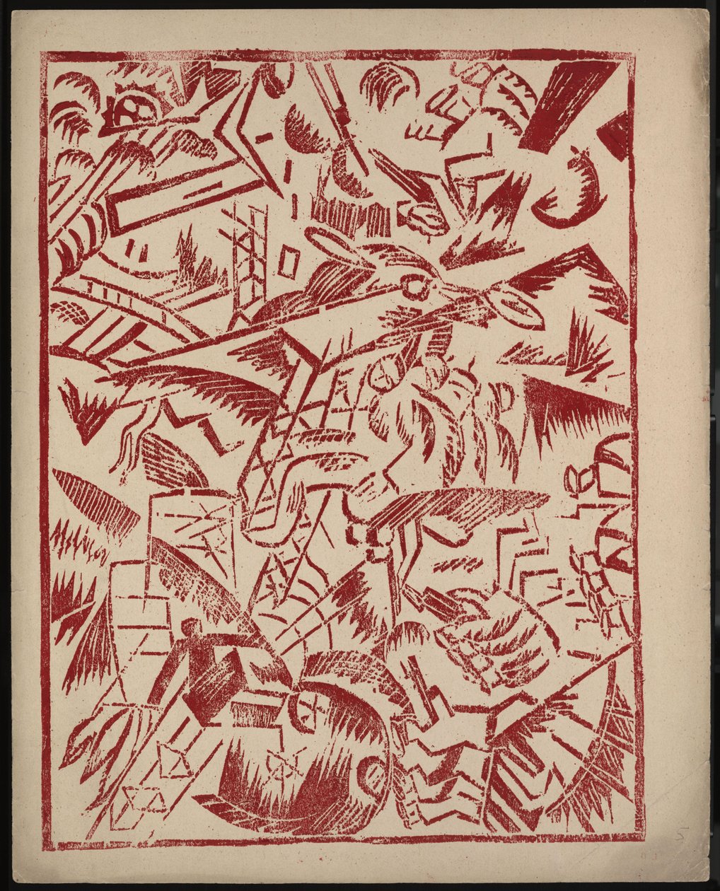 Illustration pour le livre La Guerre par Aleksey Kruchenykh, 1916 - Olga Rozanova