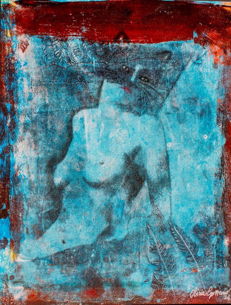 Ladycat, 2024 (technique mixte sur papier coton)
