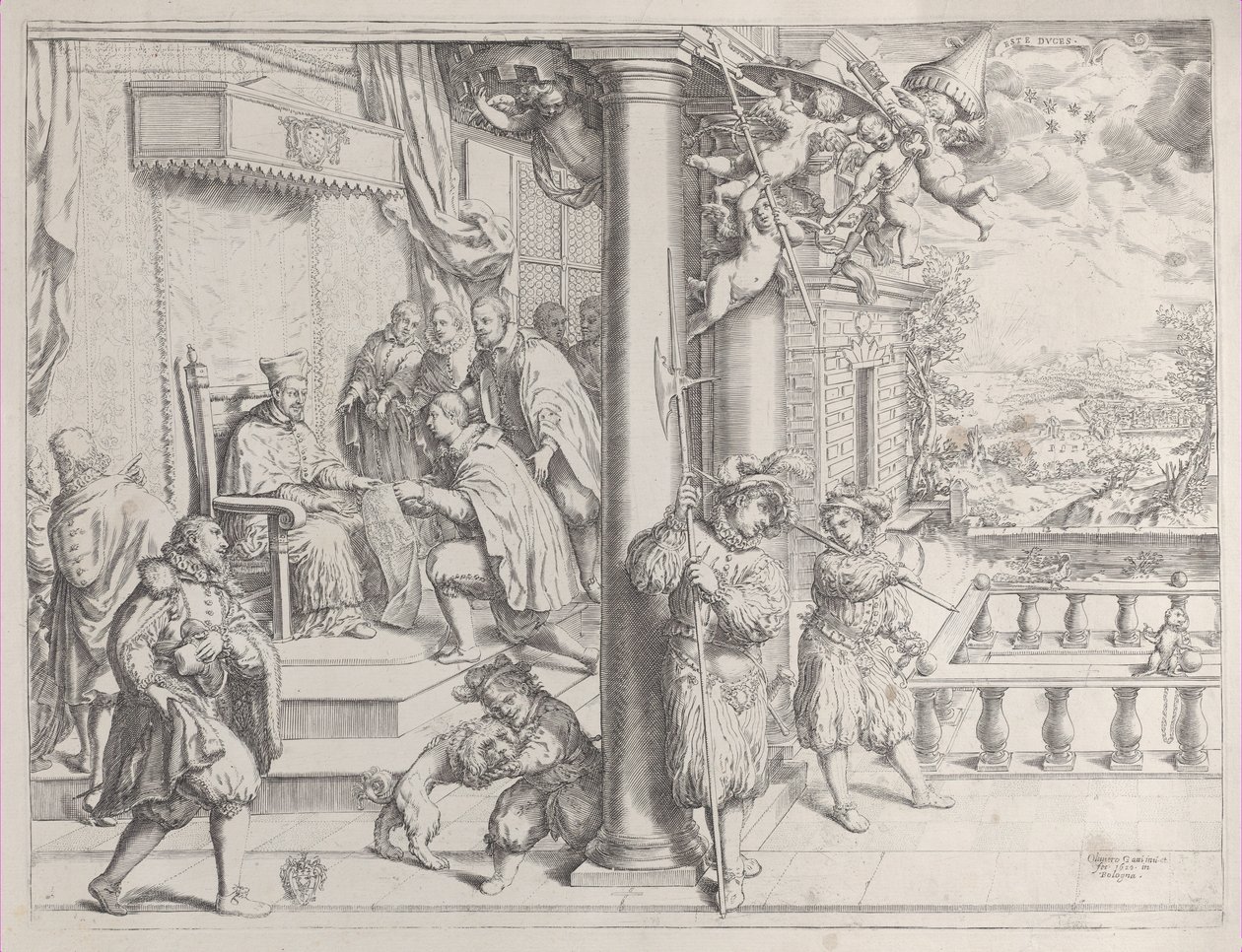 Un jeune homme présentant sa thèse au cardinal Aldobrandini, 1620 - Oliviero Gatti